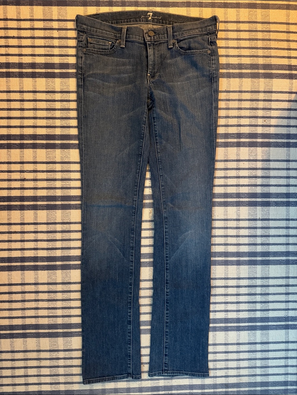 7 For All Mankind Women's Dark Blue Straight Leg Jeans